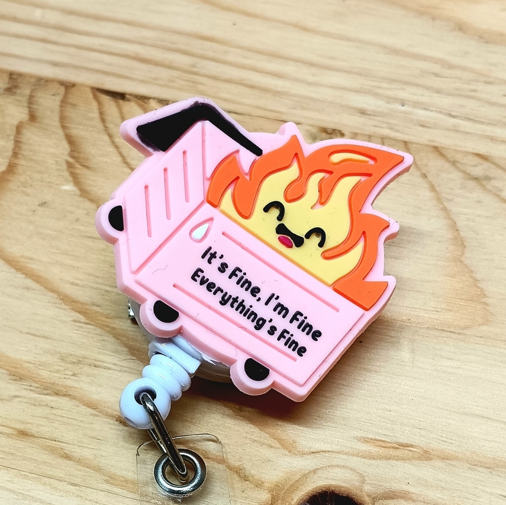 Pink Dumpster Fire Badge Reel Holder